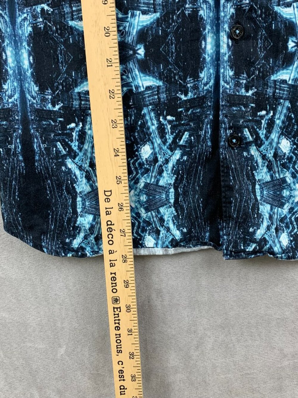 Maceoo Mens Shirt Small Turquoise Blue Button Up Long Sleeve Fibonacci 3D Cotton - Picture 6 of 10
